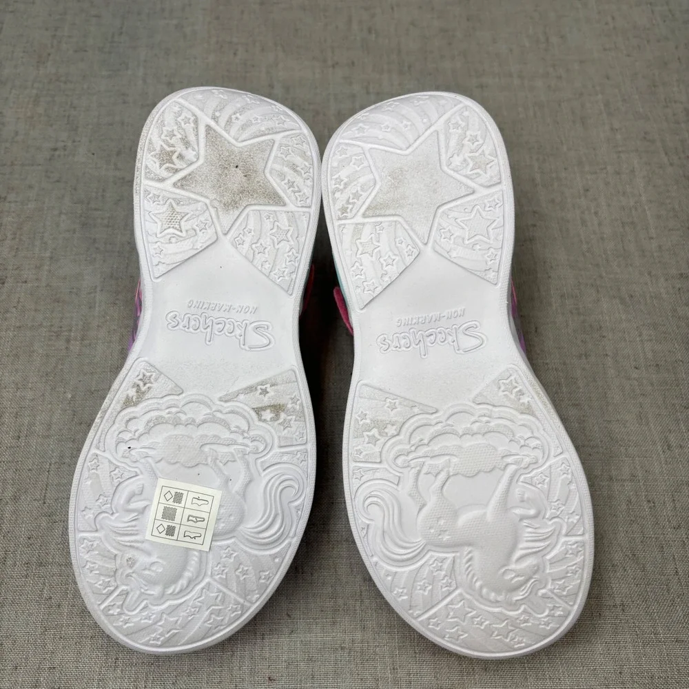 Skechers Kids S-Lights Shoes Unicorn Dreams Pink White Light Up Sneakers Size 2. - Picture 7 of 11